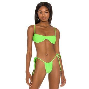 Frankies Bikinis Tolly Ribbed Bikini Top in Green Glow XSmall New Nwt Swimsuit